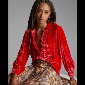 Pilcro Anthropologie Velvet Top Shirt